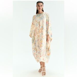 H&M Floral Maxi Dress in White and Blue with Pastel Multicolor Print